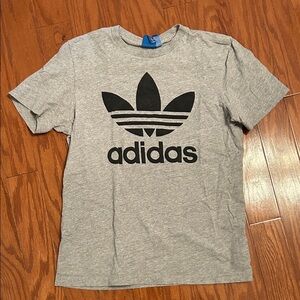 Adidas Heather Gray Tee with Black Trefoil